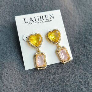 Lauren Ralph Lauren Heart Drop Earrings Elegant Romantic Statement Jewelry